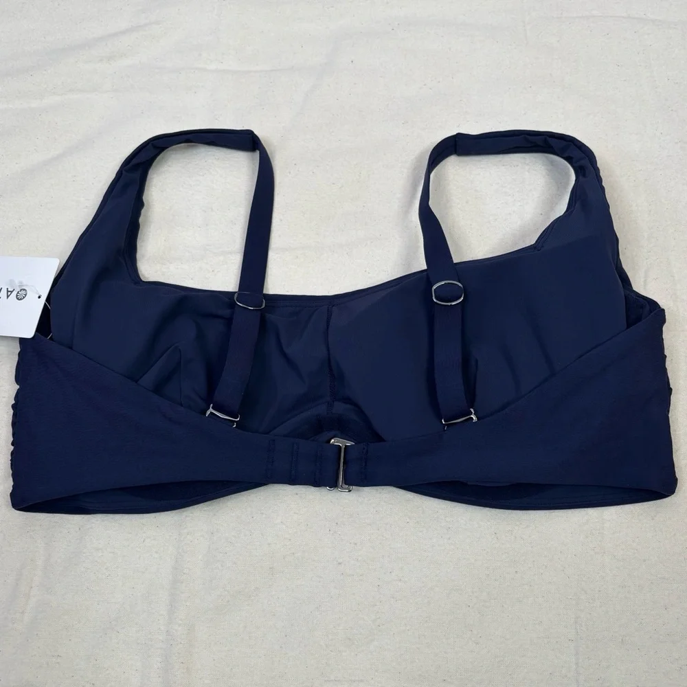 🏷️NWT Athleta Square Neck Bra Cup Bikini‎ Top Navy Blue Size 40D/DD New w/ Tags